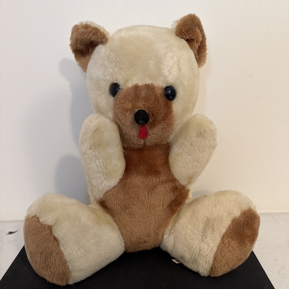 Vintage Character Novelty Co Teddy Bear 60s 70s Two Tone Brown Plush Stuffed Toy